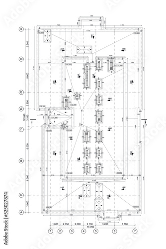Rooftop multistory building vector blueprint