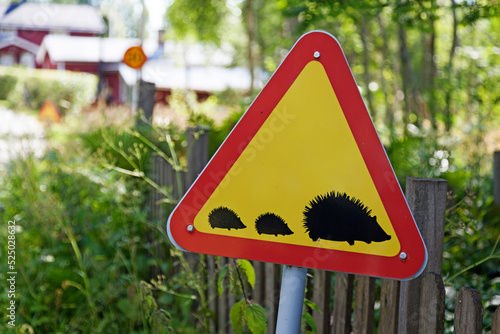 road sign warning of hedgehogs