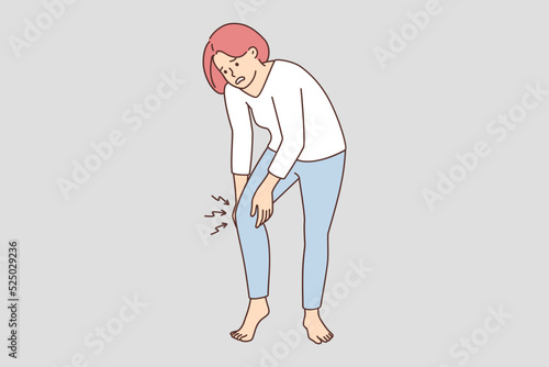 Unhealthy woman suffer from knee pain 
