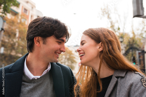 Romantic couple having fun on street