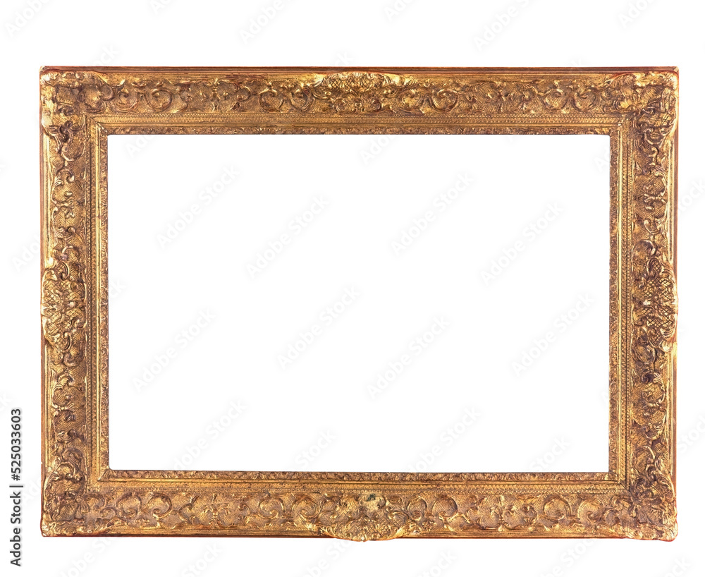 Old antique gold frame isolated on white Old antique gold frame isolated on white