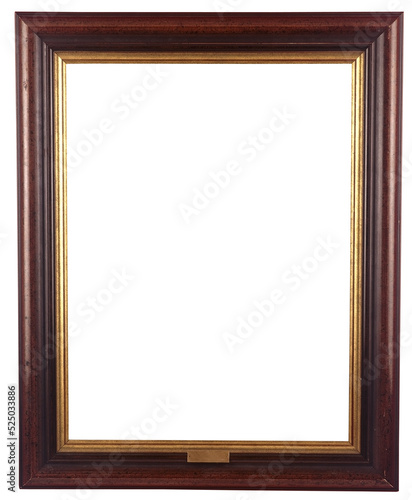 Old antique wooden frame isolated on white