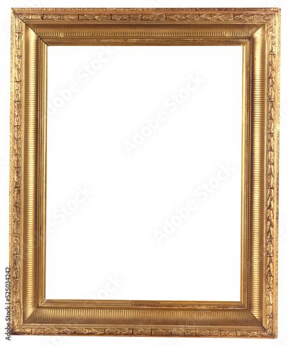 Old antique gold frame isolated on white