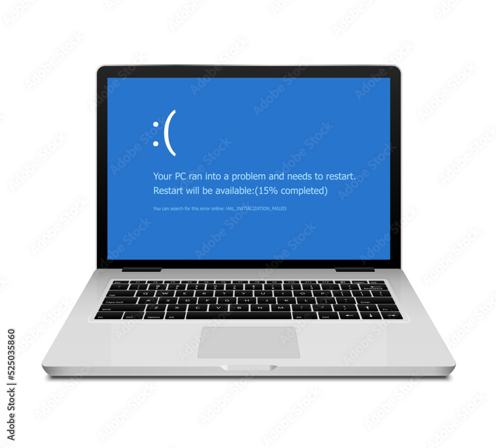 BSOD screen death error system crash laptop. Computer bluescreen bsod operating system alert BSOD screen death error system crash laptop. Computer bluescreen bsod operating system alert