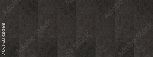 Old black anthracite gray seamless flowers flower vintage shabby mosaic ornat...