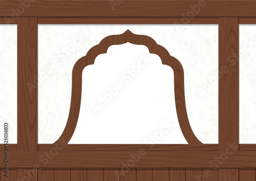 日本の寺院などの伝統的な飾り窓　花頭窓　火灯窓