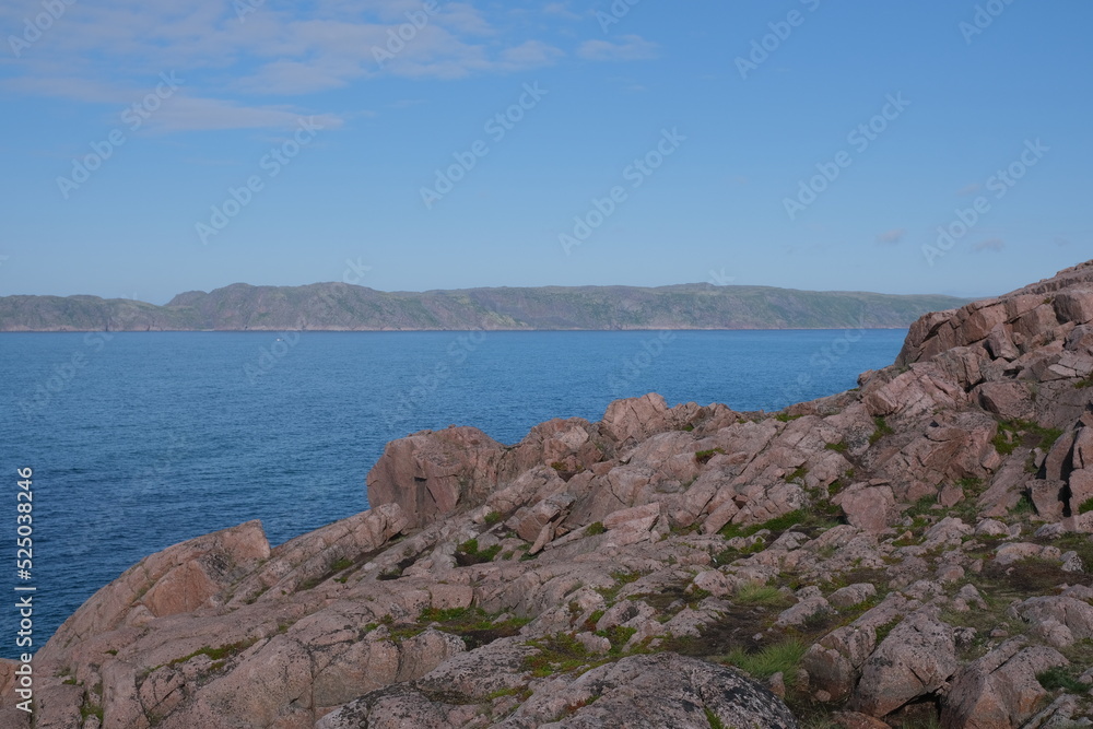 Rocky coast of the Barents Sea, Murmansk region, Russia