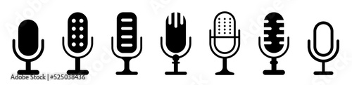 Microphone Icons set. Different microphone set. Variant microphone icon. The concept of voice, karaoke, sound recording and vocals. Vector illustration