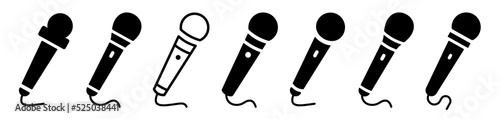 Microphone Icons set. Different microphone set. Variant microphone icon. The concept of voice, karaoke, sound recording and vocals. Vector illustration