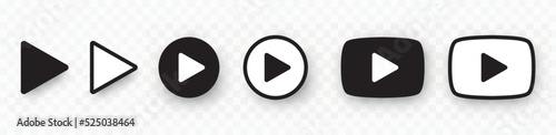 Play buttons icon set. Play button on transparent backdrop. Digital web vector. Vector illustration