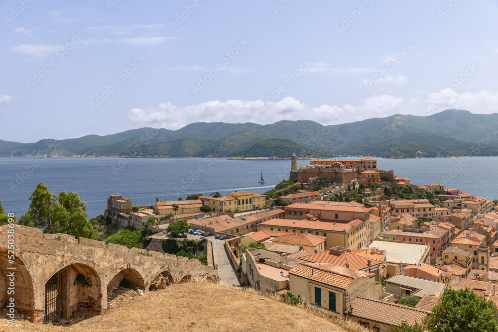 Fort Stella and Fort Falcone are the major parts of the Medicean fortifications built in XVI century, Province of Livorno, Island of Elba, Italy