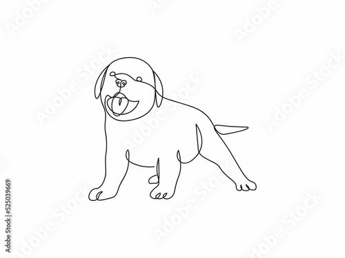 One line art of a puppy. Dog illustration. Single-line puppy