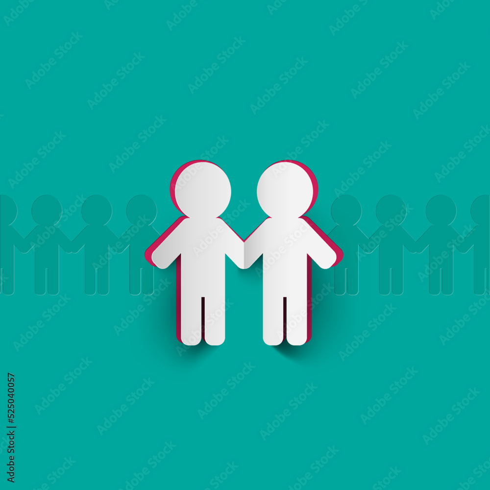Paper cut people holding hands - vector Paper cut people holding hands - vector