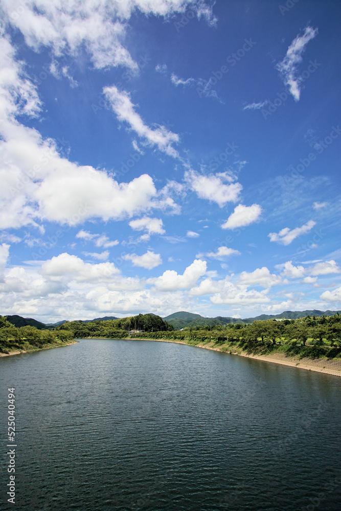 篠山川　夏の風景　新田橋より下流方向　8月