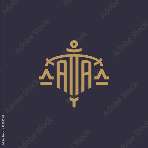 Monogram AA logo for legal firm with geometric scale and sword style photo