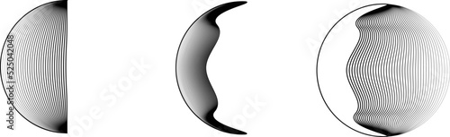 Lines in Semi Circle Form .  Vector Illustration .Technology round. Moon Logo . Design element . Abstract Geometric shape . letter c .