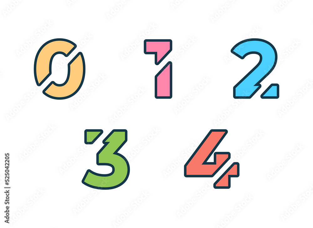 Logo of number with outline style Logo of number with outline style
