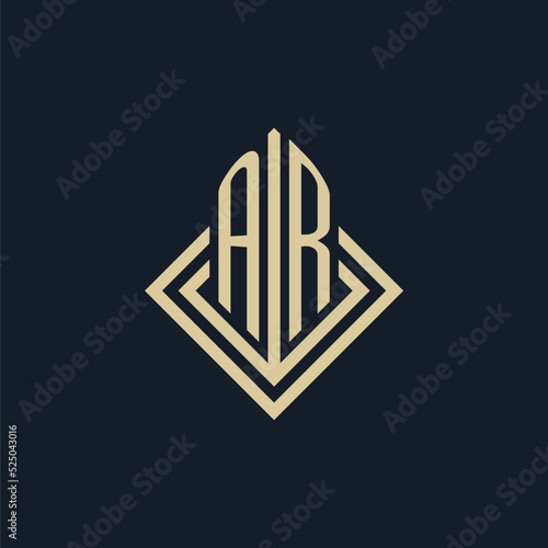 Initials AR logo rhombus lines shape style, luxury modern real estate logo design