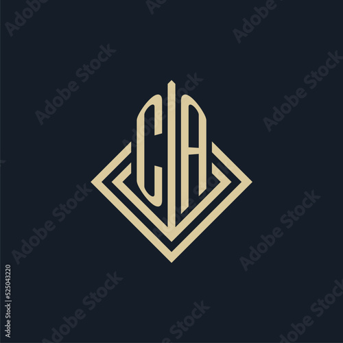 Initials CA logo rhombus lines shape style, luxury modern real estate logo design