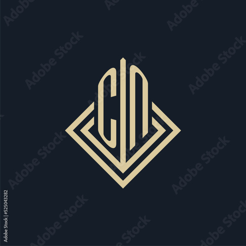 Initials CN logo rhombus lines shape style, luxury modern real estate logo design