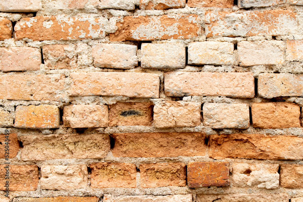 Grunge old and crack red color brick pattern wall textured background. Grunge old and crack red color brick pattern wall textured background.