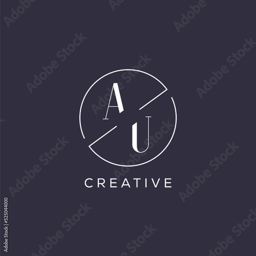Elegant look monogram AU logo with simple circle line