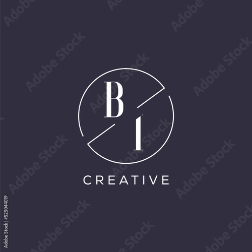 Elegant look monogram BI logo with simple circle line
