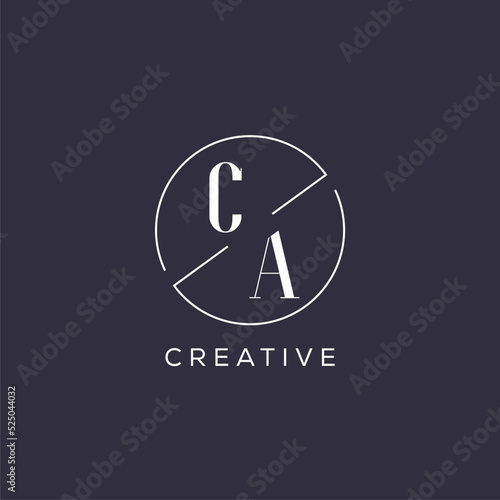 Elegant look monogram CA logo with simple circle line