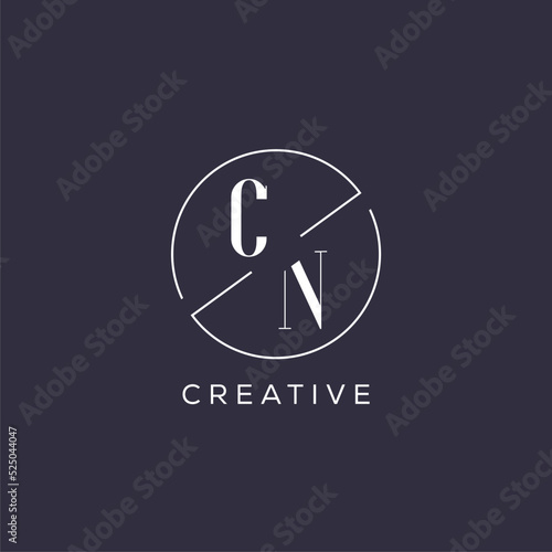 Elegant look monogram CN logo with simple circle line