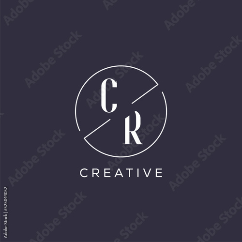 Elegant look monogram CR logo with simple circle line
