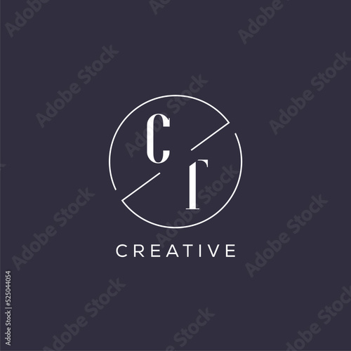 Elegant look monogram CT logo with simple circle line