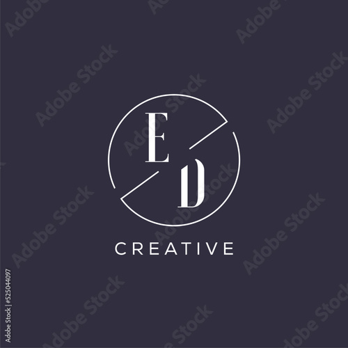 Elegant look monogram ED logo with simple circle line
