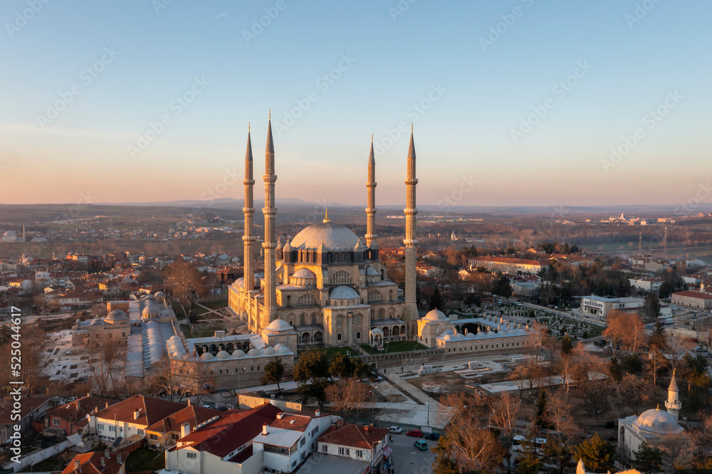 Selimiye Mosque exterior view in Edirne City of Turkey. Edirne was capital of Ottoman Empire.