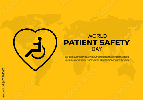 World patient safety day background with earth map and patient safety symbol on september 17.