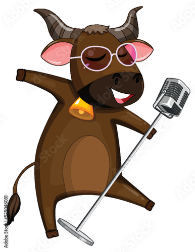 Brown cow cartoon character