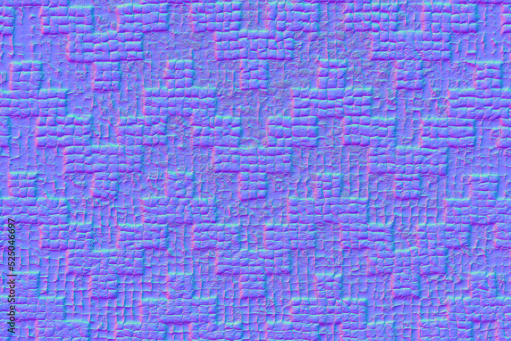 Mosaic background in normal map. 3D Illustration