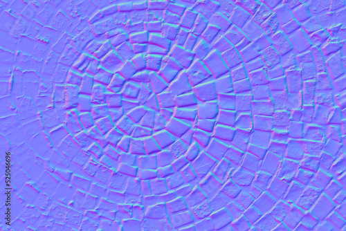 Mosaic background in normal map. 3D Illustration