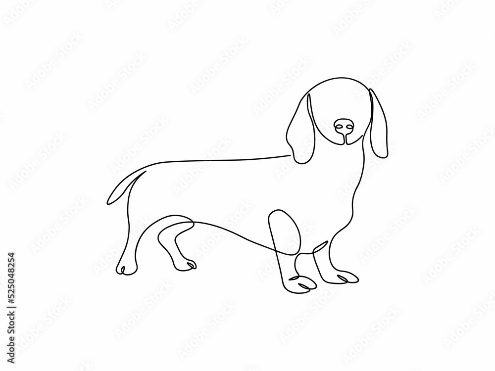 One line dachshund dog. Single line dog illustration. Dog art