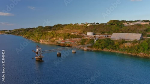 Wallpaper Mural Full View rotating slowly left Drone Shot of a Sugar Cane Pier (Muelle de Azúcar) located in Aguadilla, Puerto Rico. Torontodigital.ca