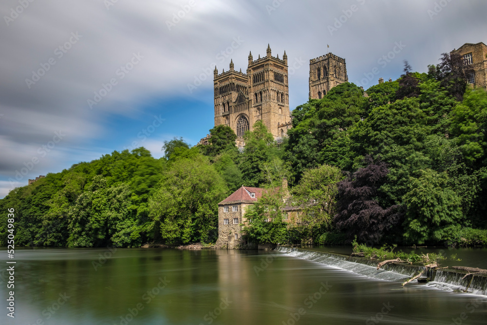 Durham Cathedral and weir on summer day