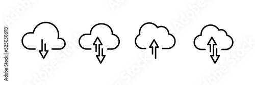  cloud with arrow Collection. Upload and download cloud arrow vector symbols - stock vector.
