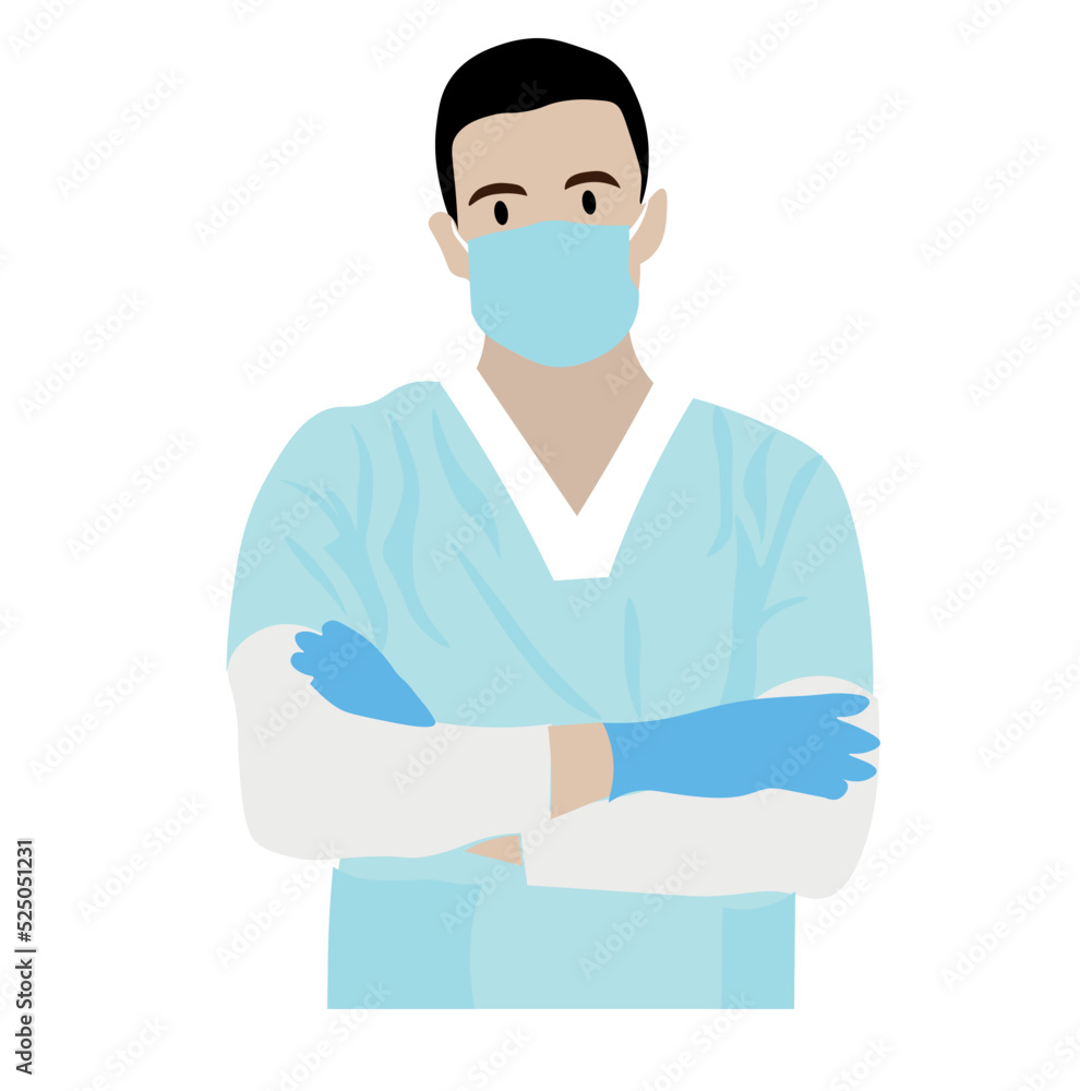 Doctor wearing medical mask on white background