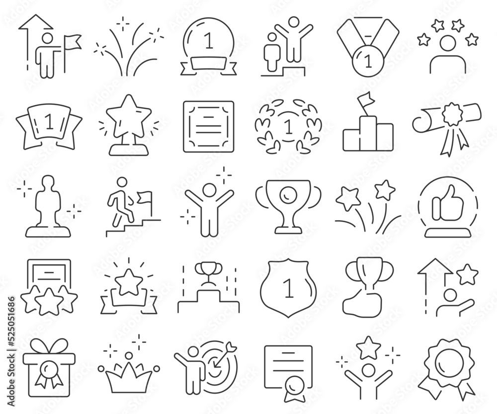 Award line icons collection. Thin outline icons pack. Vector illustration eps10 Award line icons collection. Thin outline icons pack. Vector illustration eps10