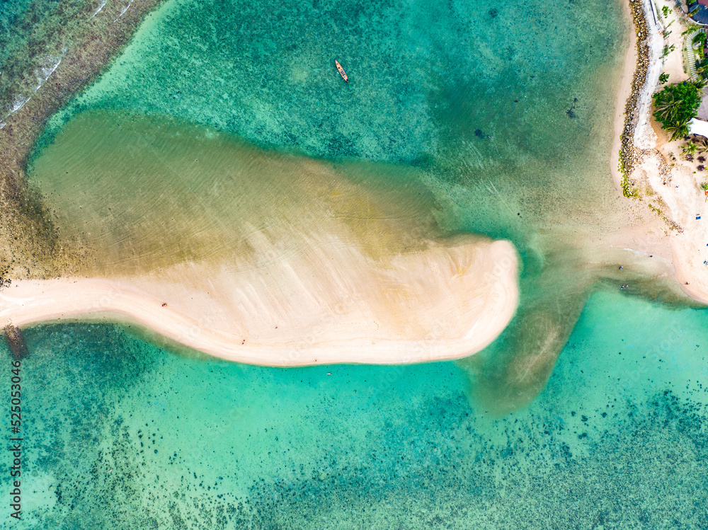 Fototapeta premium Aerial view of Mae Haad beach in koh Phangan, Surat Thani, Thailand