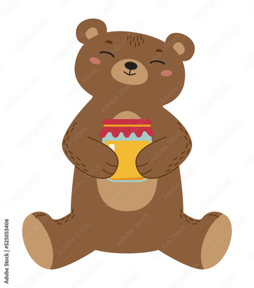 Cute flat bear isolated on white background Cute flat bear isolated on white background