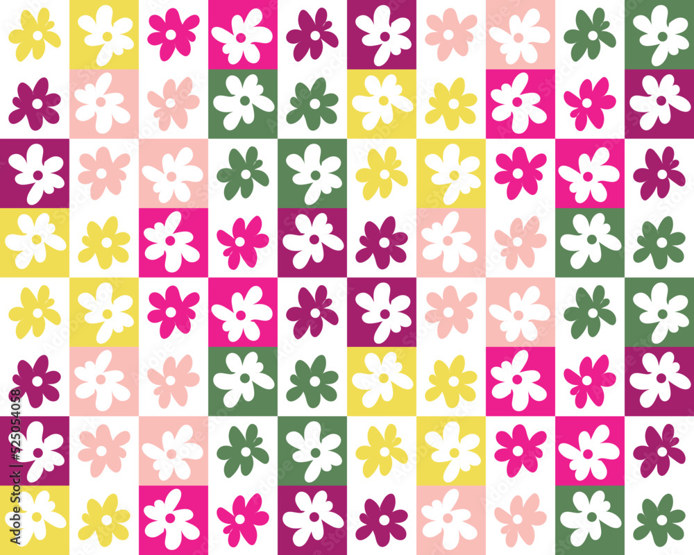 Abstract Hand Drawn Flowers Squares Retro Minimal Pattern Geometric Natural Look Trendy Fashion Colors Perfect for Allover Fabric Print Abstract Hand Drawn Flowers Squares Retro Minimal Pattern Geometric Natural Look Trendy Fashion Colors Perfect for Allover Fabric Print