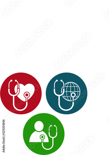 Medical cardiology items. World universal healthcare symbols. Vector icons isolated