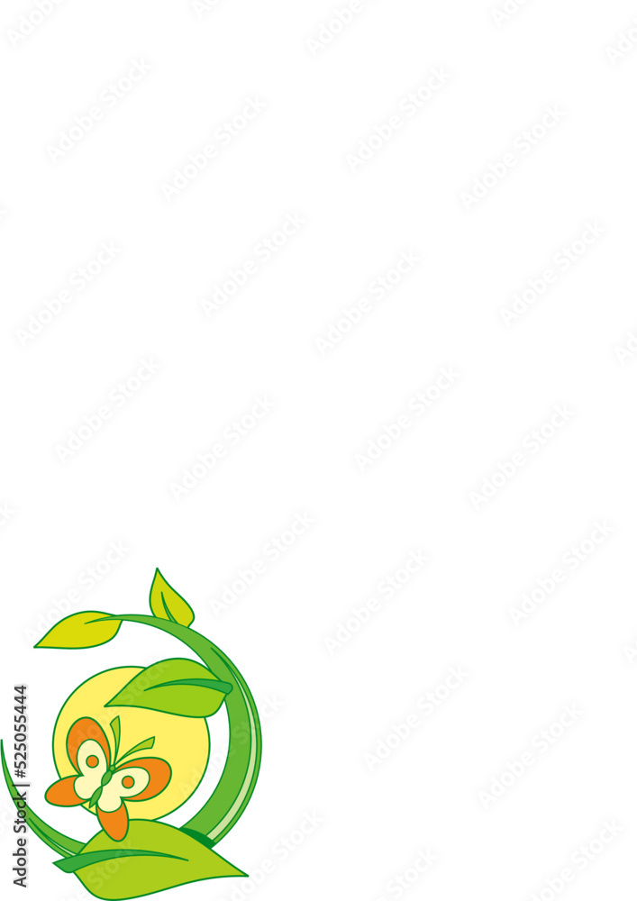Butterfly on a green plant leaves on a sunny summer day vector illustration Butterfly on a green plant leaves on a sunny summer day vector illustration