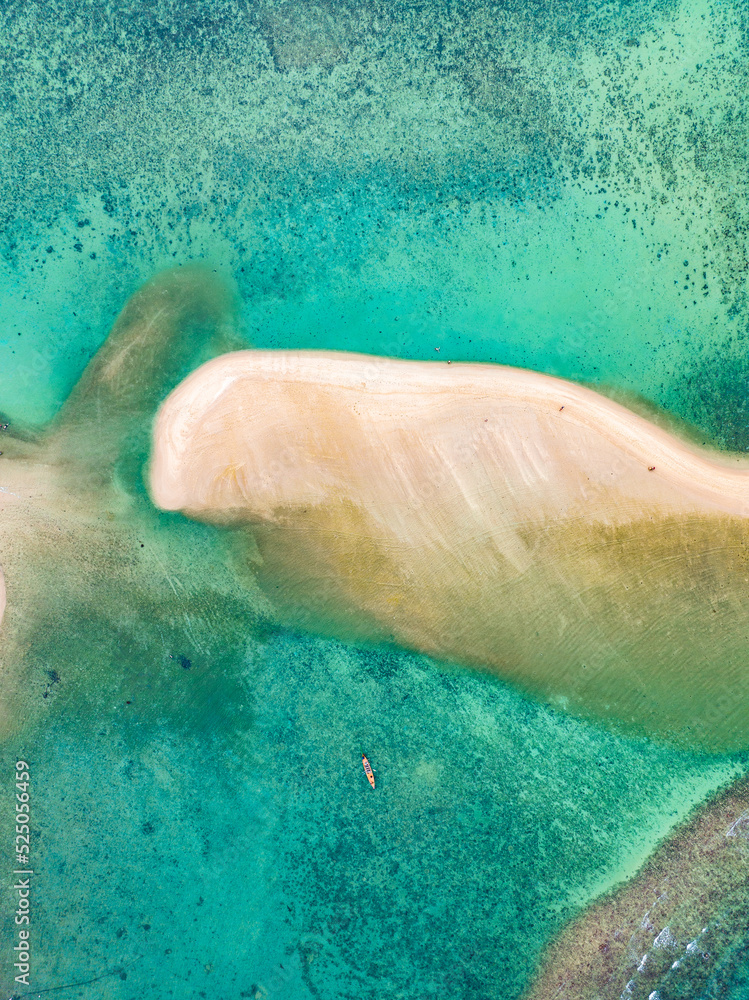 Fototapeta premium Aerial view of Mae Haad beach in koh Phangan, Surat Thani, Thailand