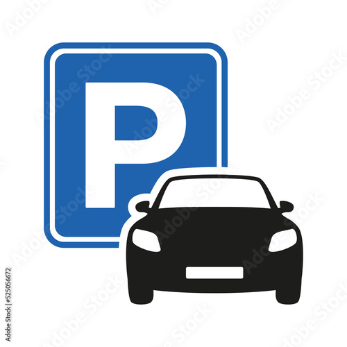 Car parking blue icon. Parking space. Parking lot illustration